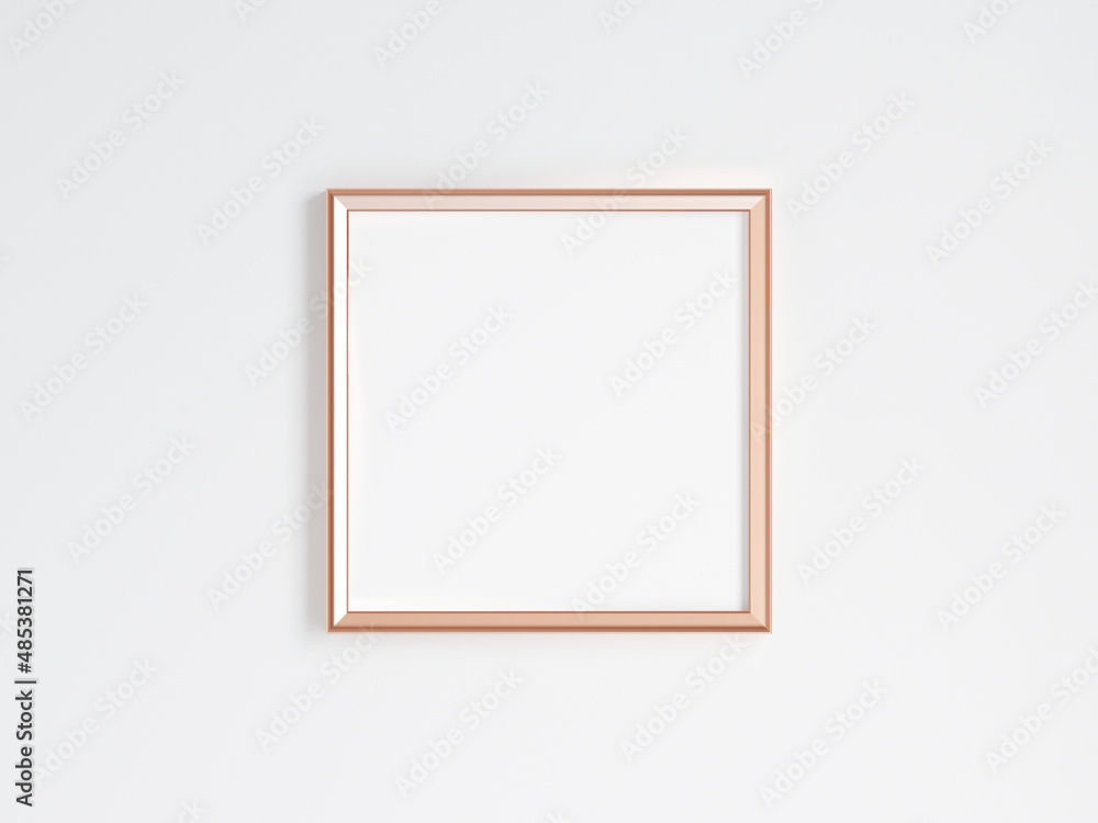 square gold frame on the wall, minimalist mockup, 3d render square gold frame on the wall, minimalist mockup, 3d render