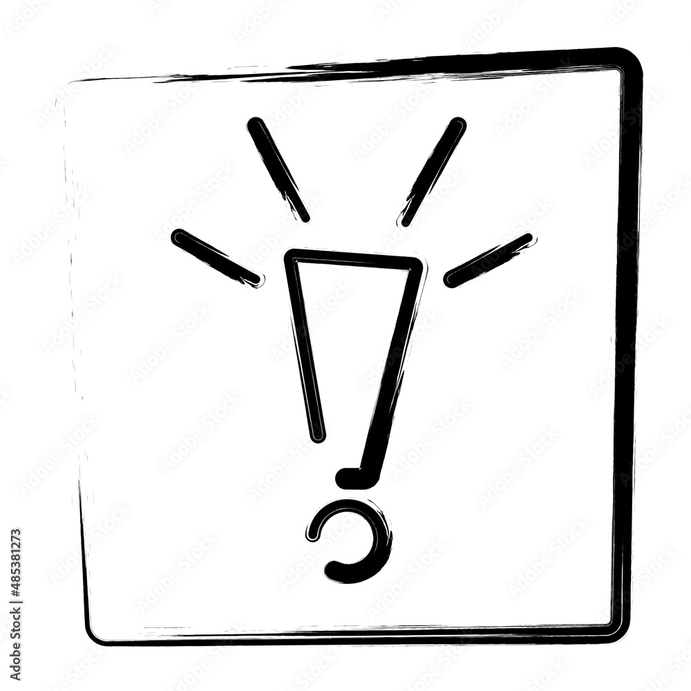 Exclamation mark brush in a frame, vector illustration. Exclamation mark brush in a frame, vector illustration.
