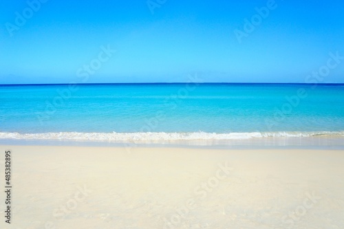 Beach Sea Sky Ocean Blue Horizon White Sand Beautiful Tropical Island Summer Relax Paradise. © OLENA