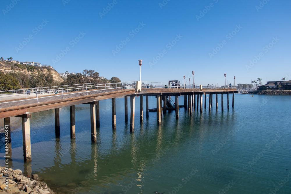 The Dana Point, California, Harbor Looking at  the Public Recreational Wooden Pier on the South Bay