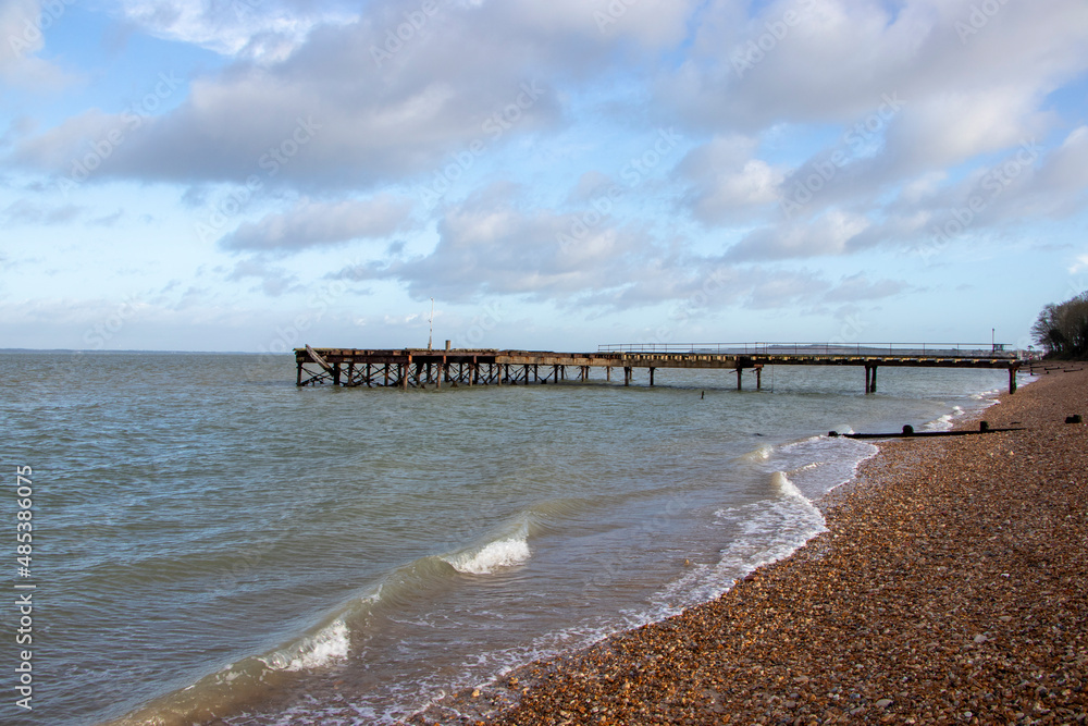 Fototapeta premium Abandoned pier at Totland Bay, Isle of Wight