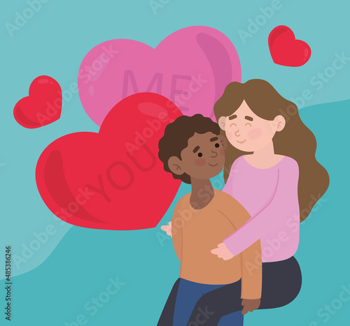 boyfriend holds to girlfriend on back