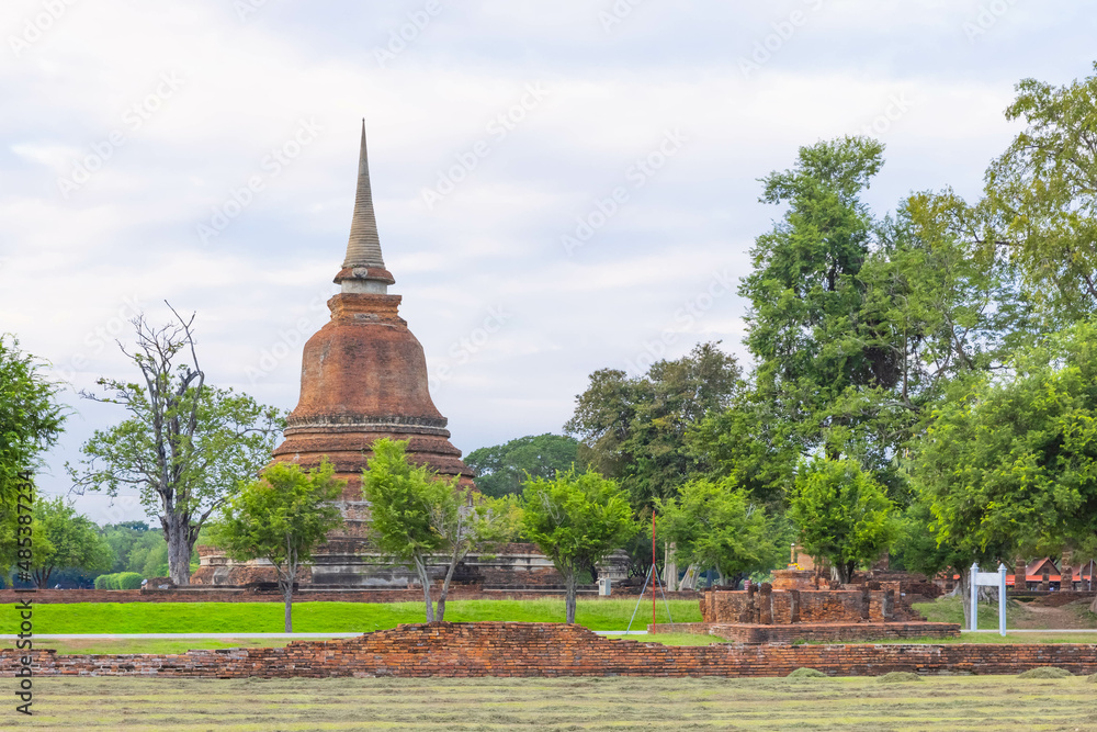 A beautiful pagoda in a temple at Sukhothai Historical Park, Wat Chana Songkram, which also one of UNESCO Heritage Site