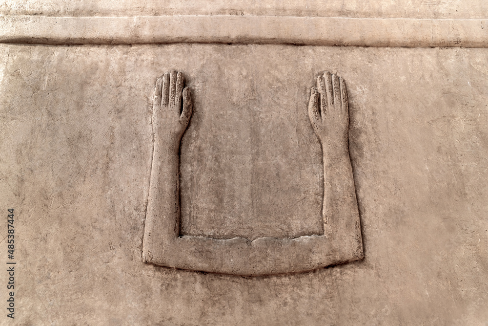 Wall Relief At Karnak Temple Showing The Egyptian Ka Symbol Luxor wall-relief-at-karnak-temple-showing-the-egyptian-ka-symbol-luxor