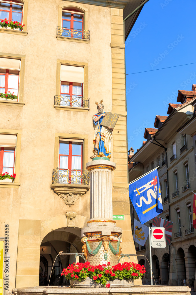 Bern, Switzerland July 14, 2019 Moses Fountain (Mosesbrunnen). The