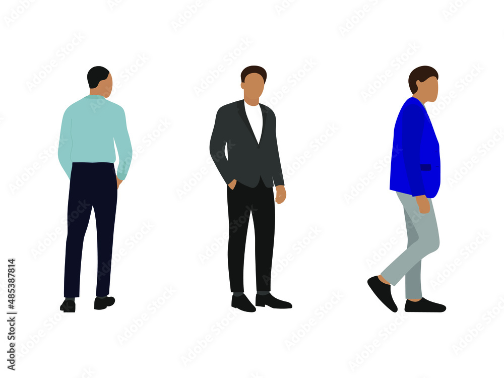 Set of three male characters in business clothes Set of three male characters in business clothes