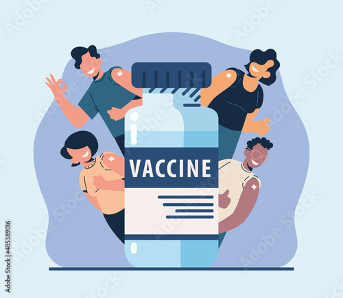 vaccinated people and big vial
