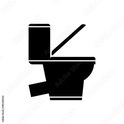 Toilet seat icon. Vector illustration of toilet with bowl and tank. Black web pictogram isolated on white background. WC symbol, logo.