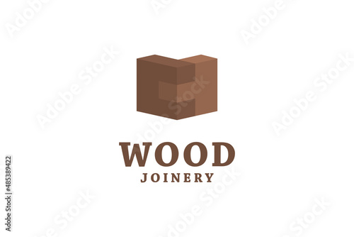 Wood joinery furniture vector design template. Carpenter restoring a vintage cabinet logotype. Furniture restoration logo design. 