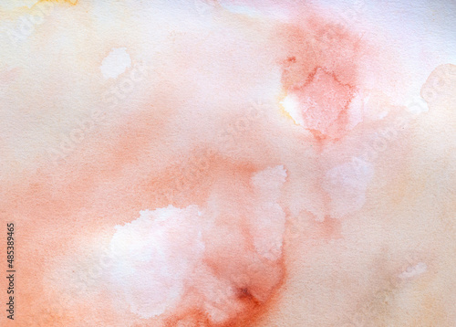 Light pastel beige, pink orange and white hand painted watercolor background.