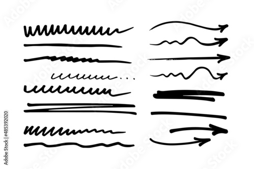 Hand drawn doodle, arrow, line. Vector illustration.