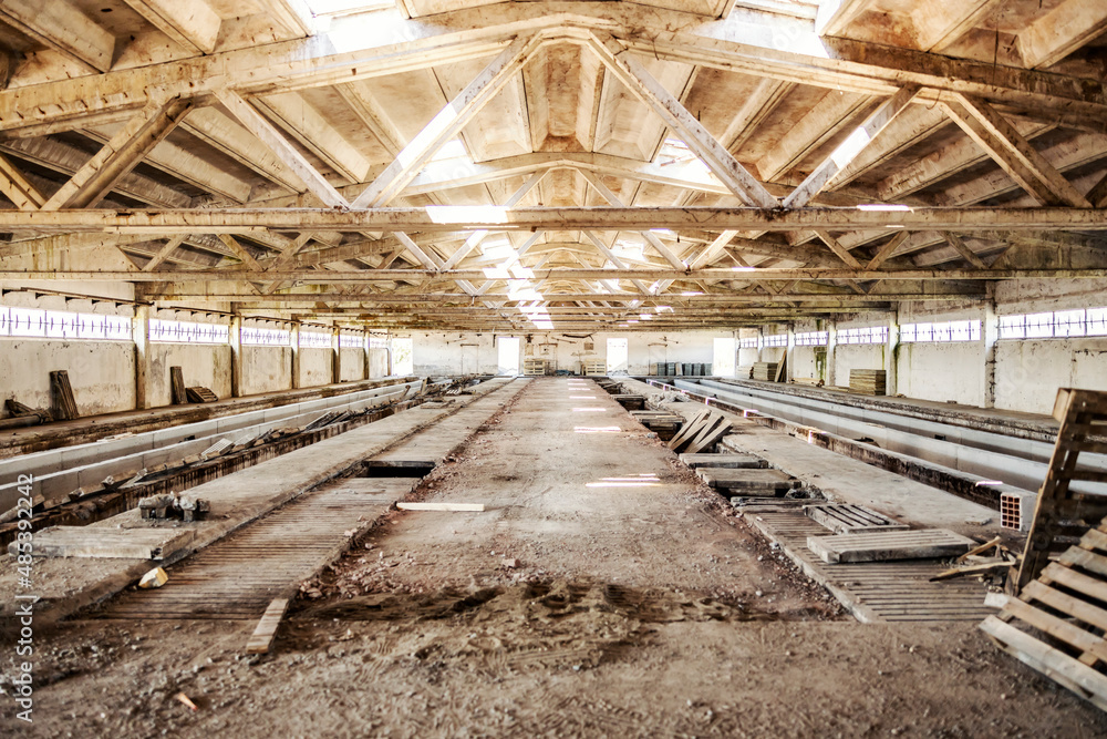 An unfinished barn, barn in construction process.