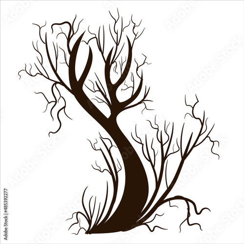 Vector image isolated on white background. Tree branch. Rostock. Tree.Concept. EPS 10