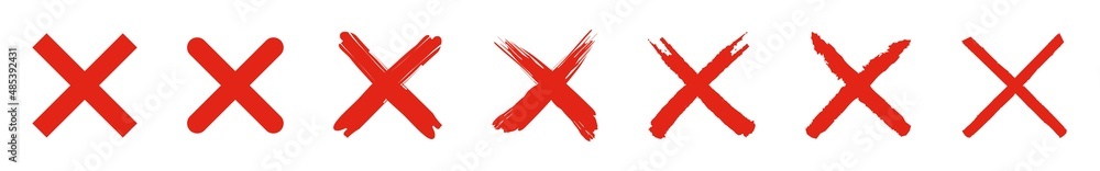 Red wrong mark. Cross x icon set. Vector illustration Red wrong mark. Cross x icon set. Vector illustration