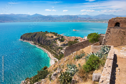 Scenic view of old town of Nafplio from Palamidi fortress - Napflio, Peloponnese, Greece