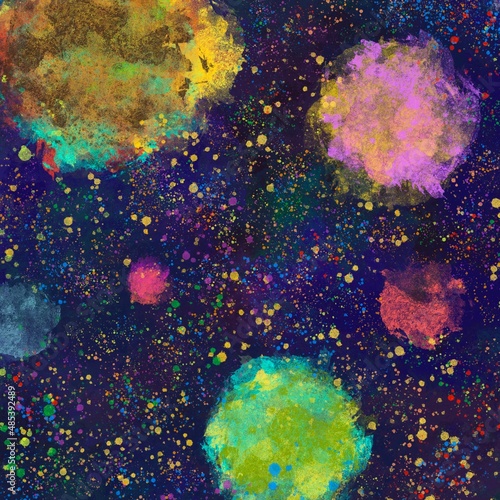 Fototapeta Naklejka Na Ścianę i Meble -  Bright space illustration with planets, stars