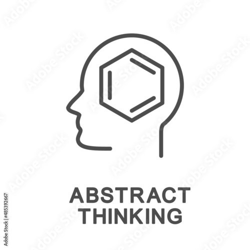 Icon – abstract thinking. Schematic representation of an object in thought. Chemists abstractly represent benzene as a benzene ring. The thin contour lines.