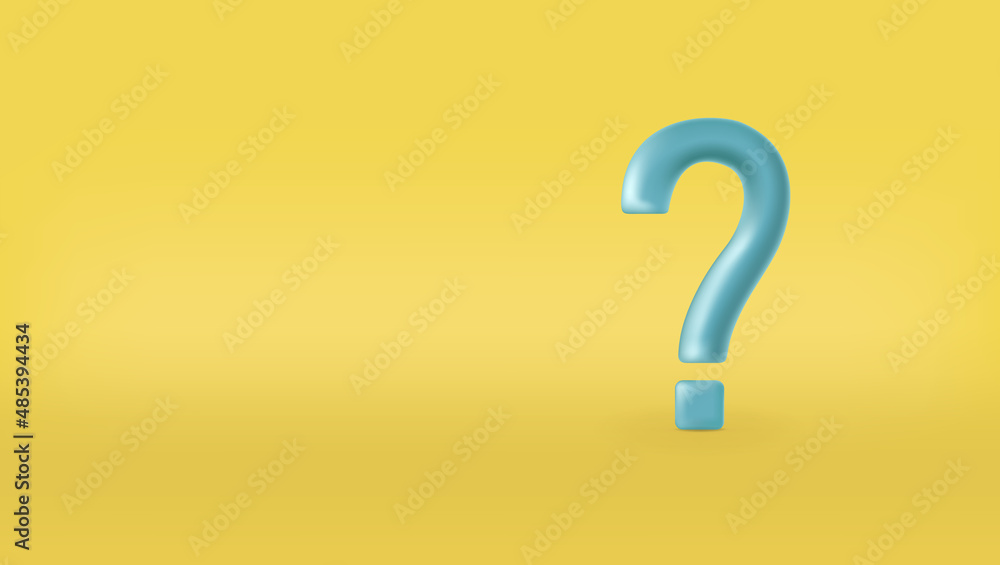 vector illustration 3d question mark on yellow background copy space. question concept. realistic blue question mark vector illustration 3d question mark on yellow background copy space. question concept. realistic blue question mark