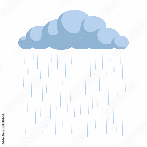 Simple flat style cloud and rain. Autumn, cloudy, gloomy weather. A natural phenomenon. Vector Illustration.