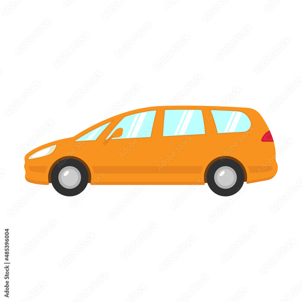 Minivan icon. Family car. Color silhouette. Side view. Vector simple flat graphic illustration. Isolated object on a white background. Isolate.