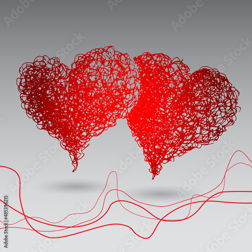 two red hearts shape