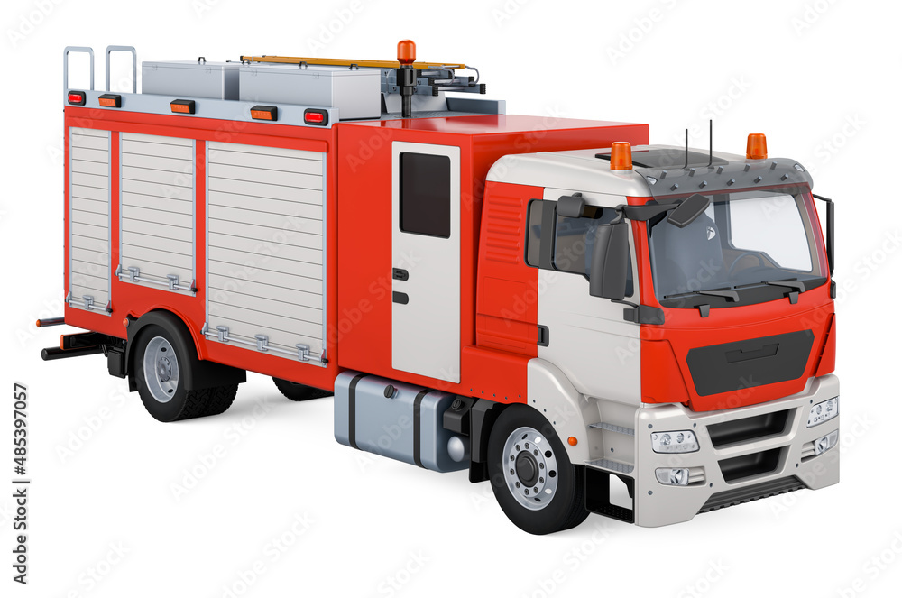 Fire engine truck, 3D rendering