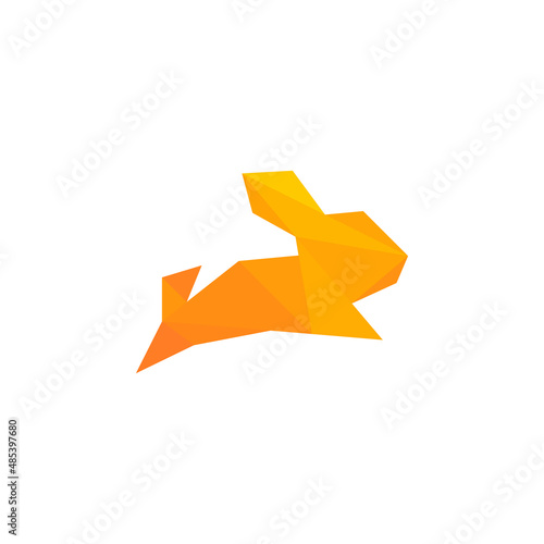 Rabbit logo with the concept of colored polygons. Animal logo design template.
