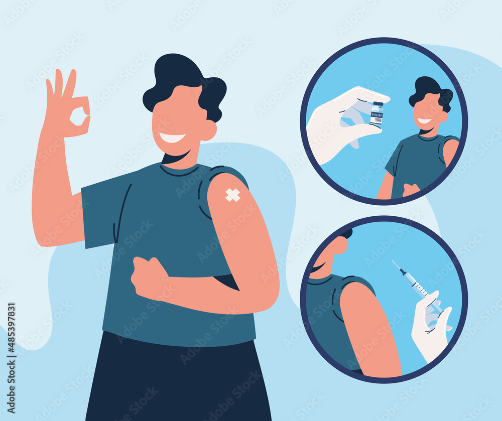 vaccinated man with bandage