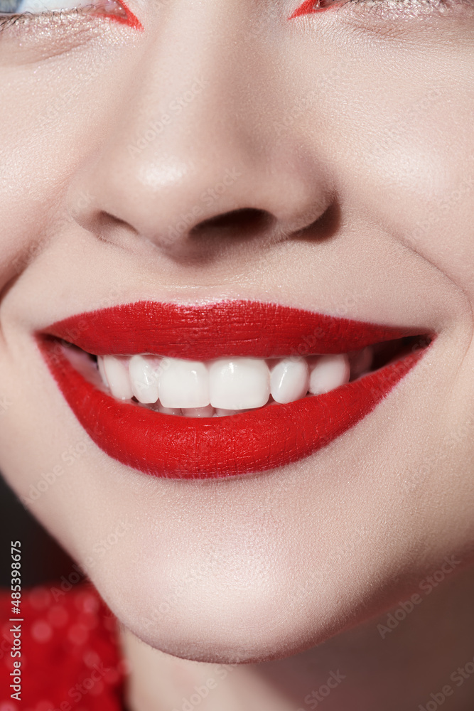 female with bright red lipstick female with bright red lipstick