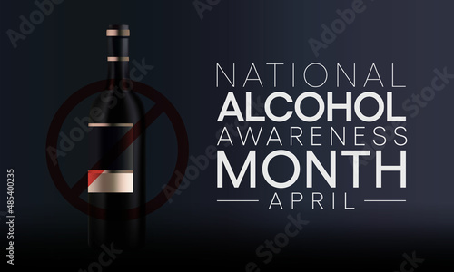 Alcohol awareness month is observed every year in April, to educate the public and highlight the dangers of alcohol misuse. vector illustration