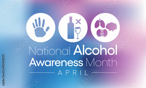 Alcohol awareness month is observed every year in April, to educate the public and highlight the dangers of alcohol misuse. vector illustration