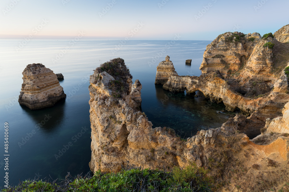 Amazing landscape with cliff, beach and turquoise water in Algarve, Portugal