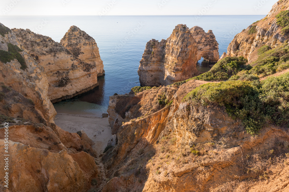 Amazing landscape with cliff, beach and turquoise water in Algarve, Portugal