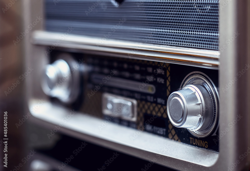 Fototapeta premium Closeup detail of a vintage style radio