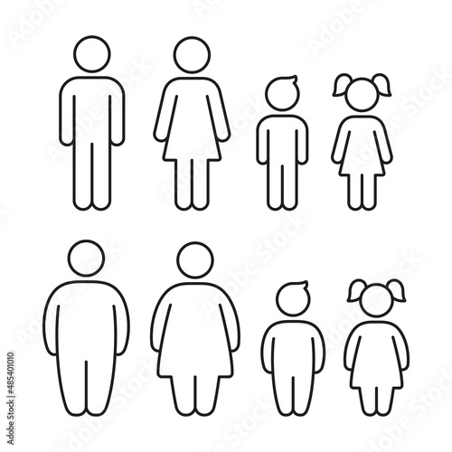 Fat people line icon figures