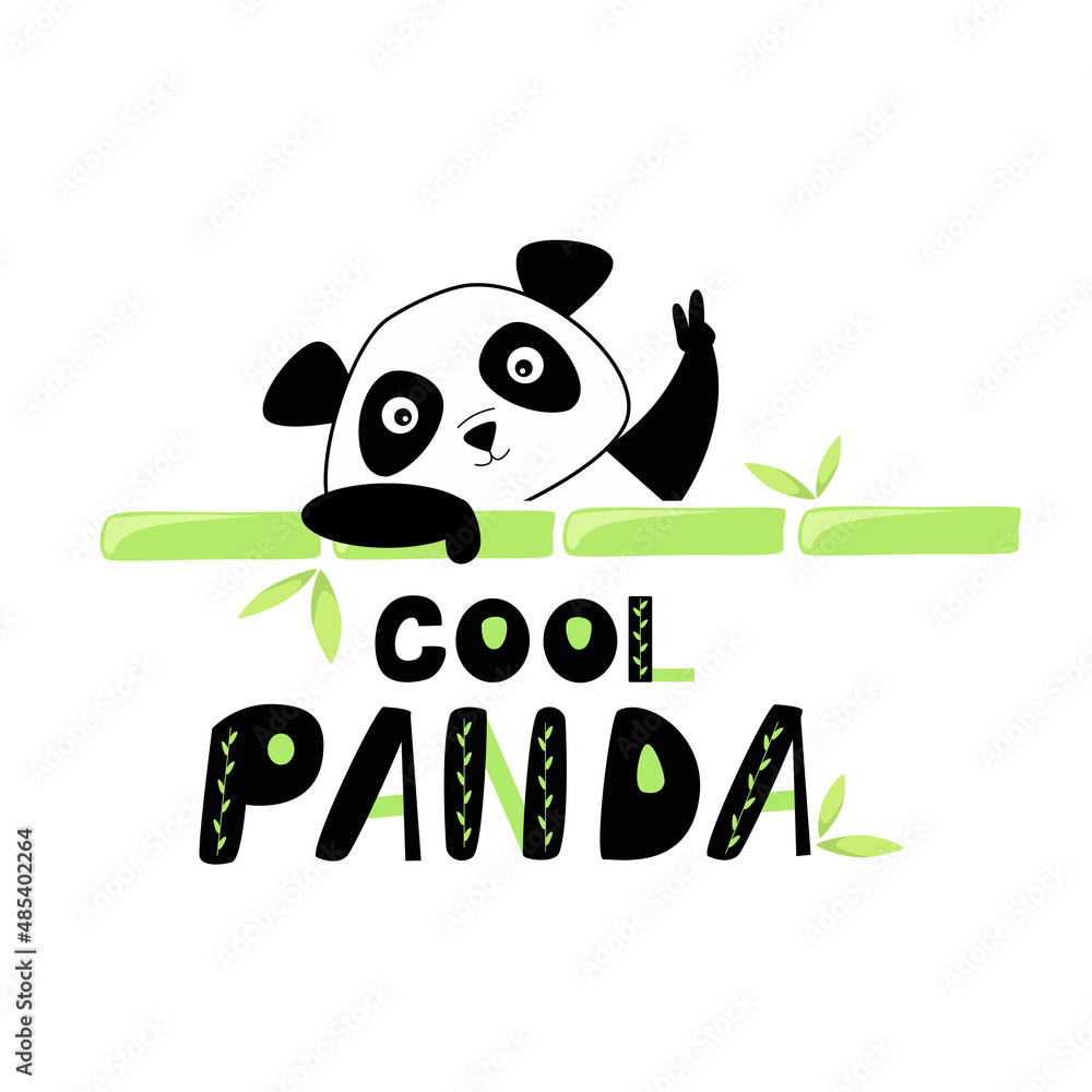 Cool panda with bamboo