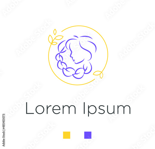 illustration in the form of a logo with a portrait of a beautiful girl.
