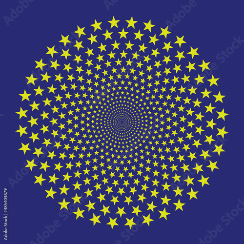 Symbolic illustration of a perspective symbolic pattern in a circle. Metaphor on a blue background in vector and jpg format.