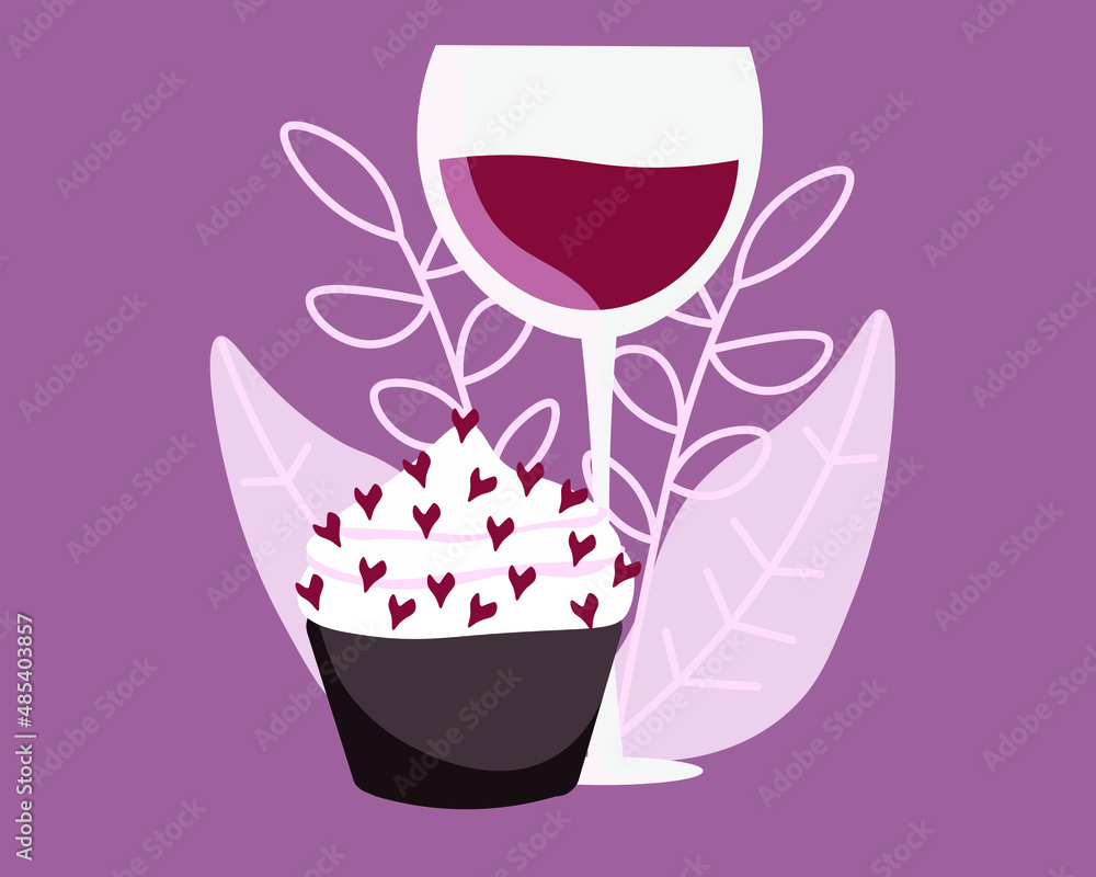 Cupcake and wine Valentines day Cupcake and wine Valentines day