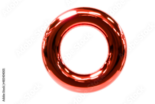 Balloon font metellic red letter O made of realistic helium balloon, Premium 3d illustration.