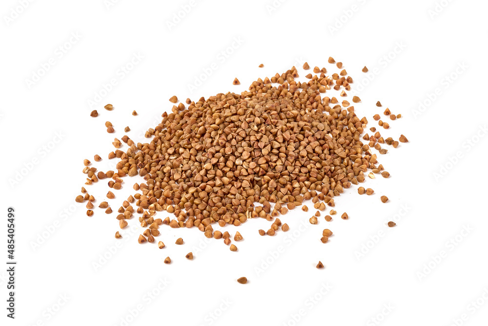 Buckwheat grains in a sack, isolated on white background. Buckwheat grains in a sack, isolated on white background.