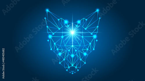 Low poly triangle line illustration. Wild animal. Fox or wolf or dog.