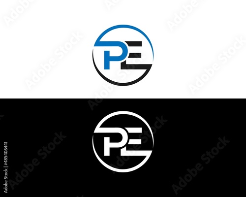 Creative Initial PE Letter Logo Icon Design Concept Vector Template. 