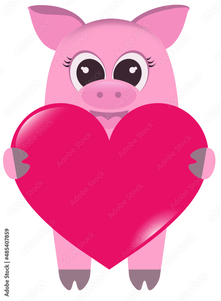 Lovely sweet pig  with heart for valentines valentine card cute gift