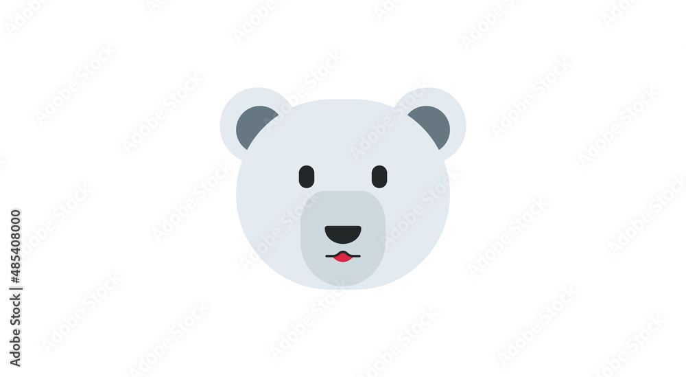 funny polar bear face on white background. Vector funny polar bear face on white background. Vector