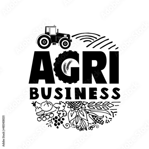 Agricultural enterprises logo, agribusiness emblem, hand-drawn letters.