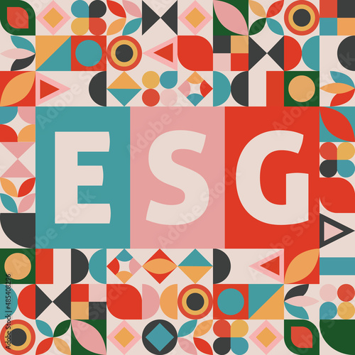 ESG Environmental Social Governance infographic. Business investment analysis model. Socially responsible investing strategy. Corporate sustainability performance.