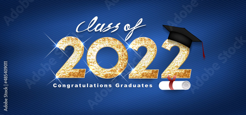 Class of 2022 Vector text for graduation gold design, congratulation event, T-shirt, party, high school or college graduate. Lettering for greeting, invitation card
