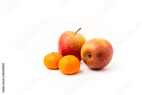 Apples and Oranges in a white background