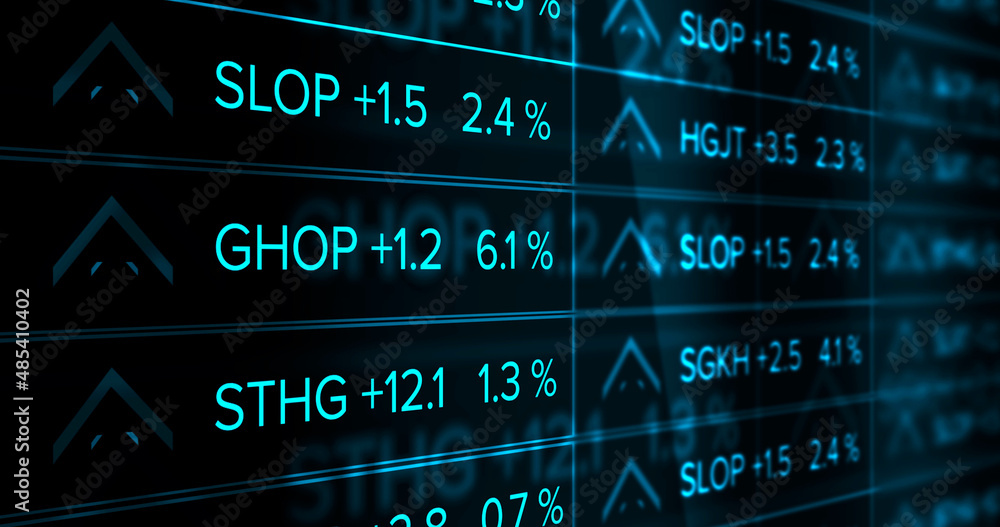 Ταπετσαρία Futuristic digital Stock Market Ticker Blue Version- Thriving economy ALT